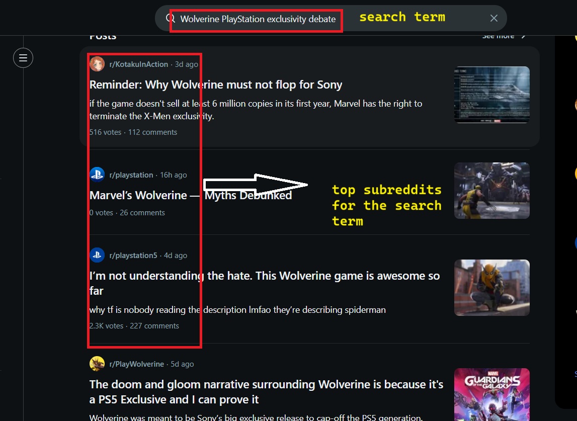 find top subreddits for the search term