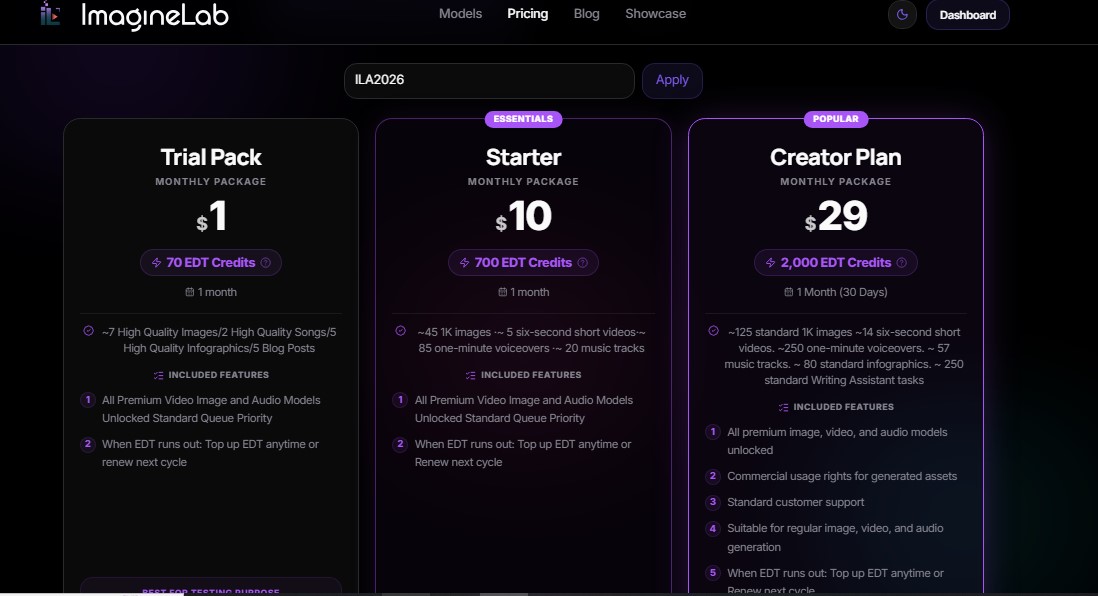imaginelab.art pricing plan