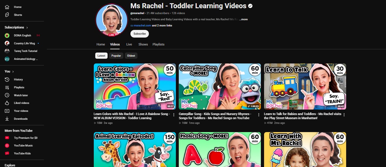 ms rachel learning videos