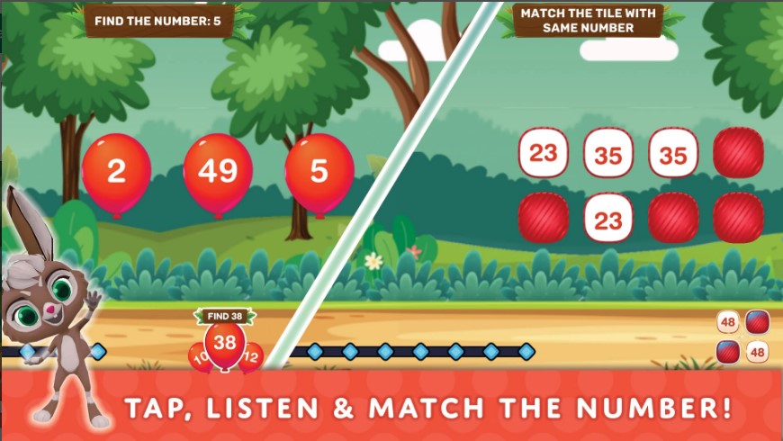 tap, listen and match 123 magic number fun