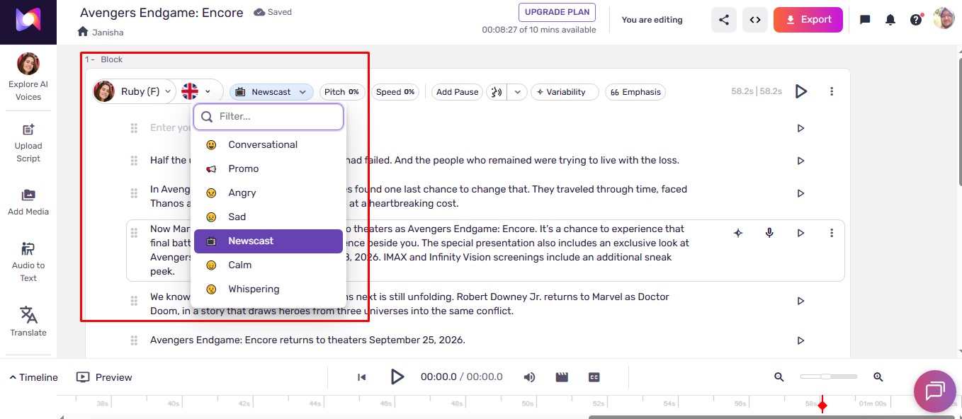 voice styles of murf AI