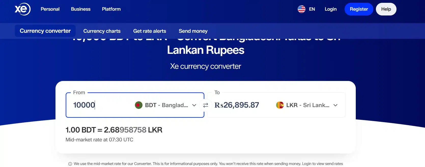 BDT to SriLankan rupee conversion