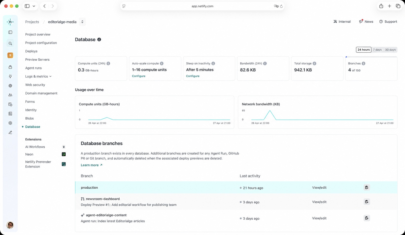 Editorialge newsroom database dashboard netlify