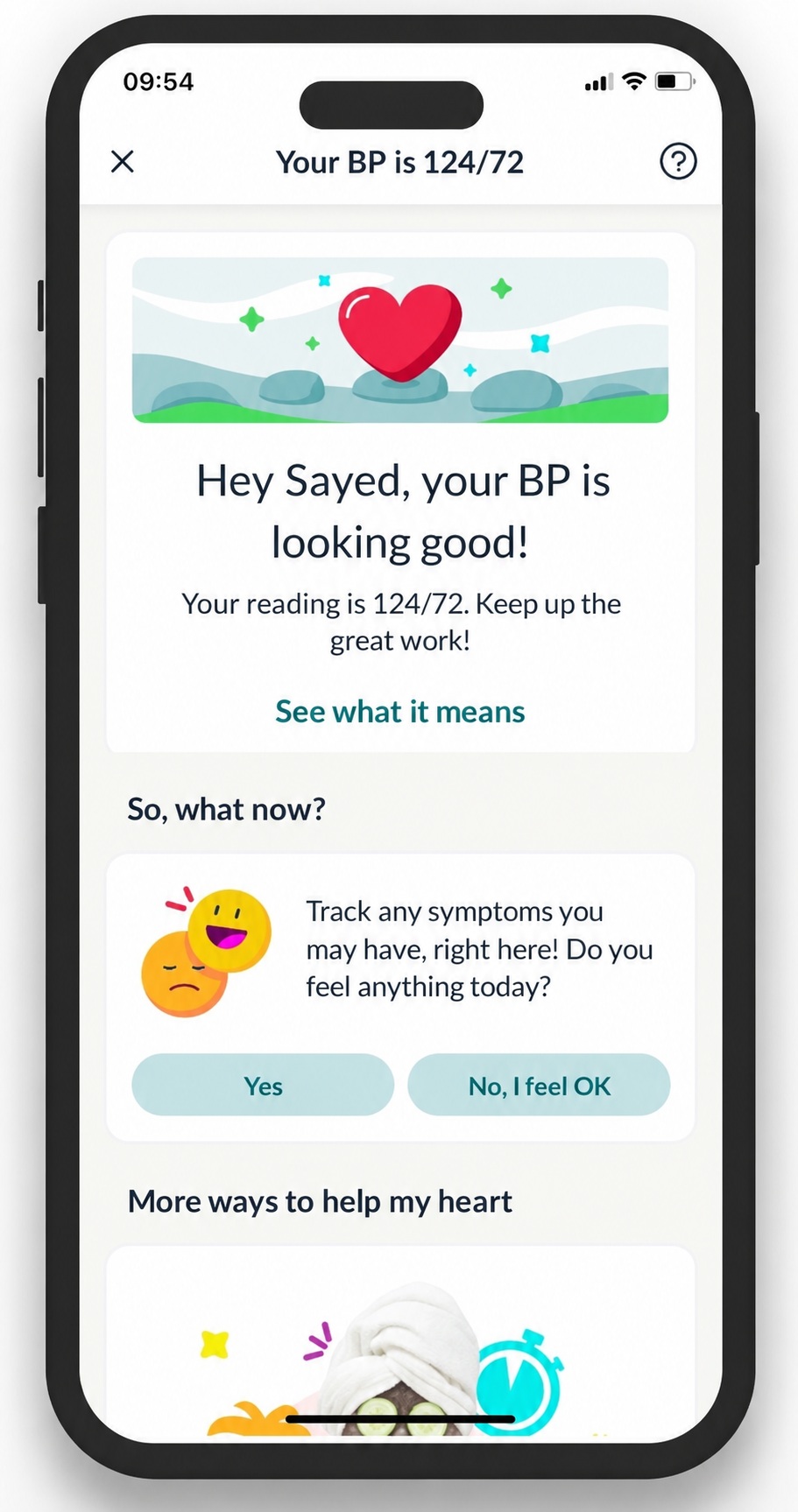 Hello Heart Blood Pressure App Screen
