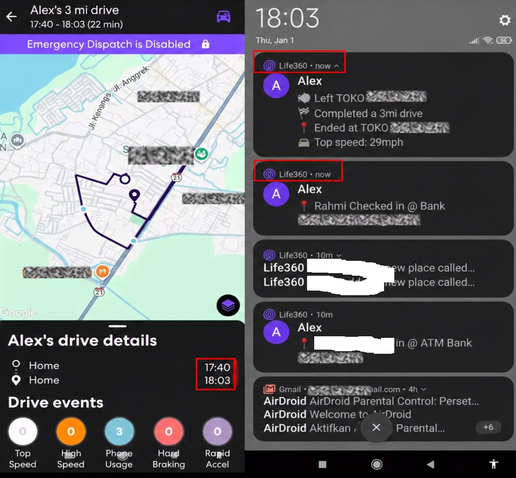 Life 360 App dashboard