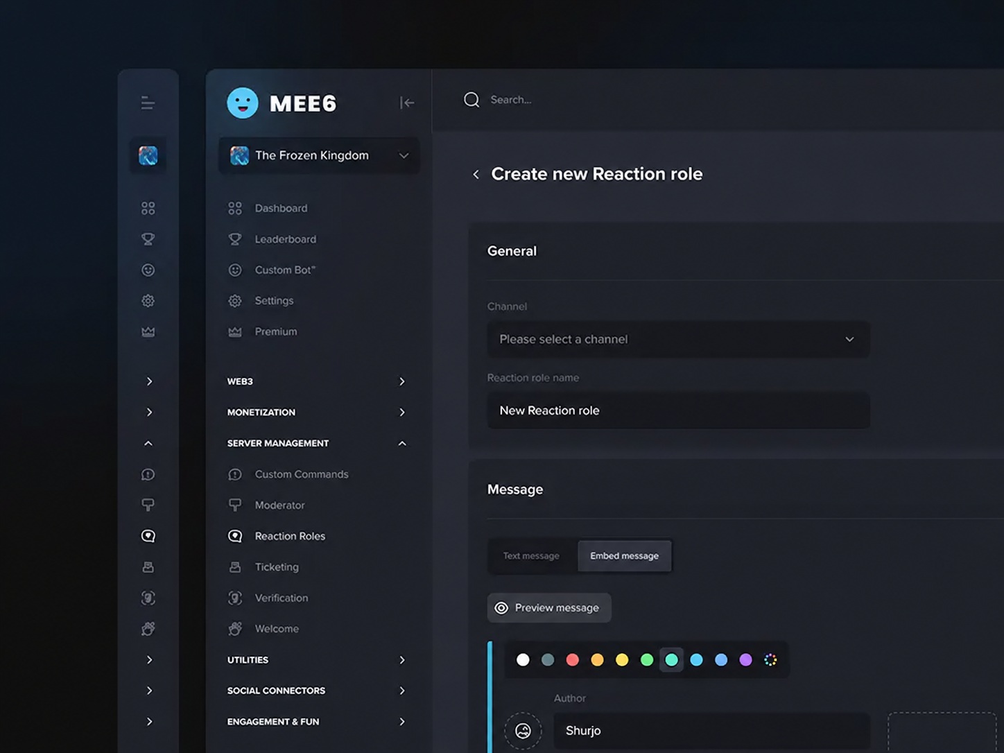 MEE6 discord Dashboard