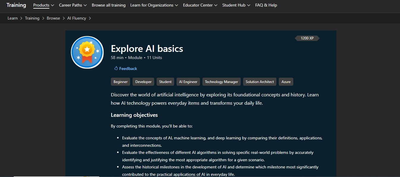 Microsoft Learn: AI fluency course