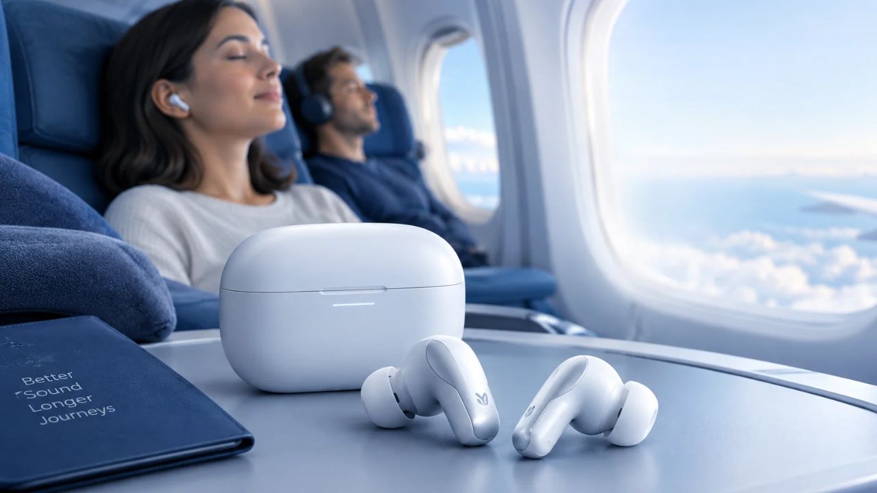 Noise-Cancelling Earbuds for Long Flights