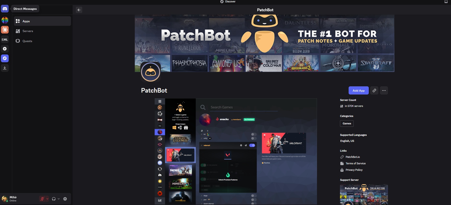 PatchBot Discord gaming bot