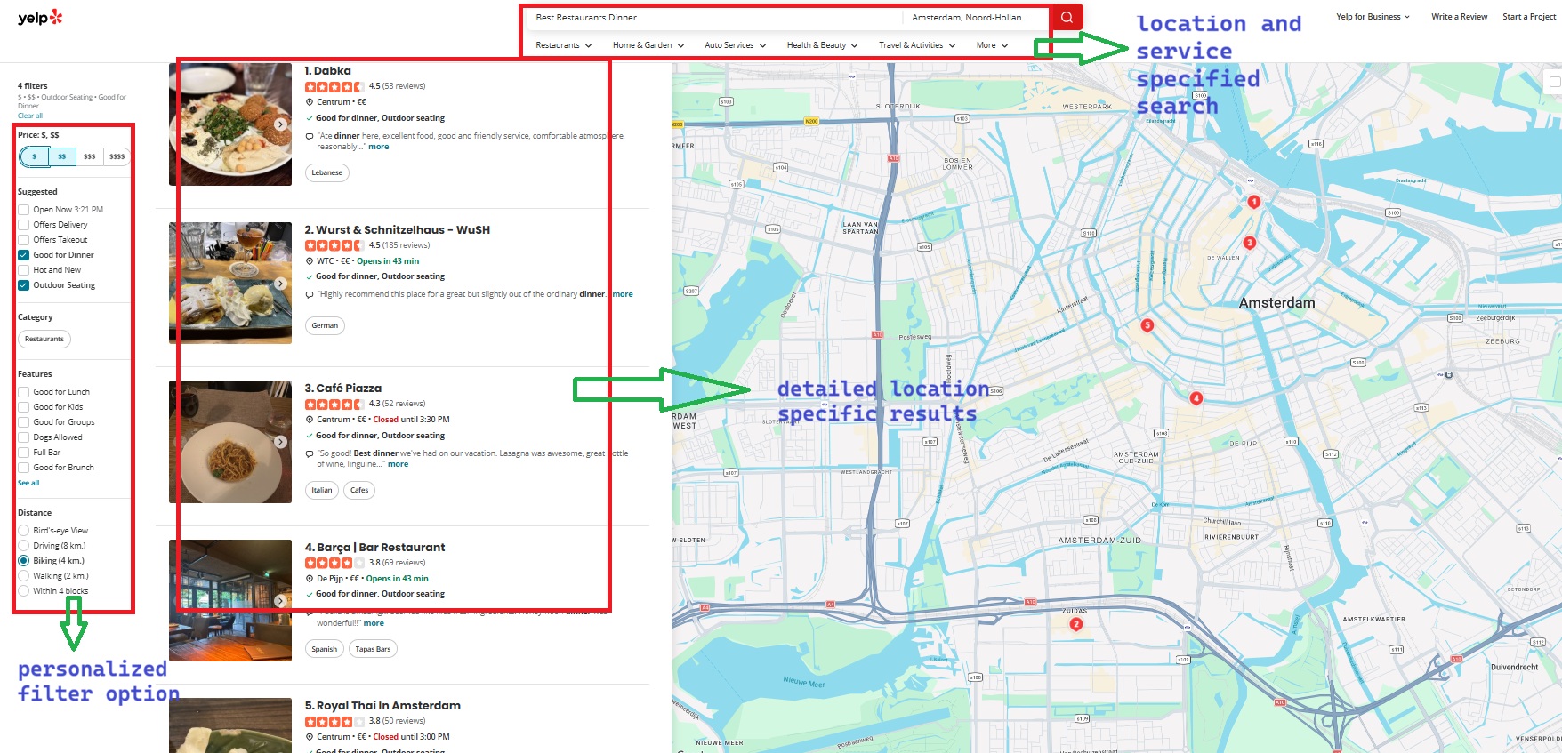 Restaurants search in Yelp