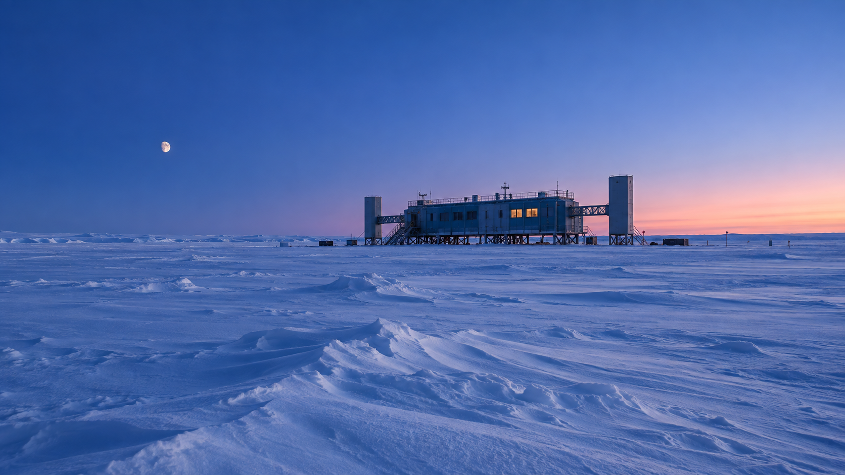 South Pole Laboratory at Blue Twilight
