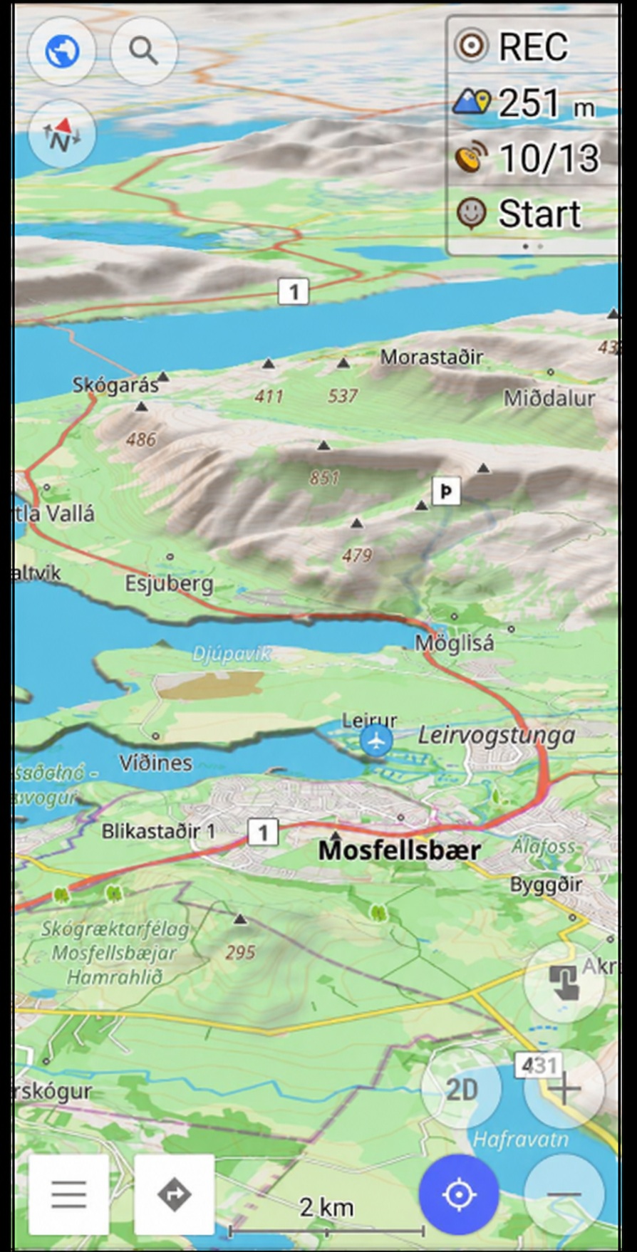 Vertical navigation map status OsmAnd