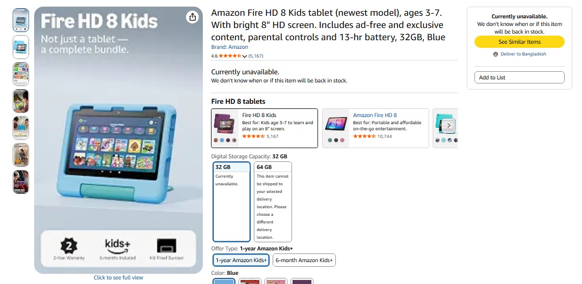amazon fire hd 8 kids
