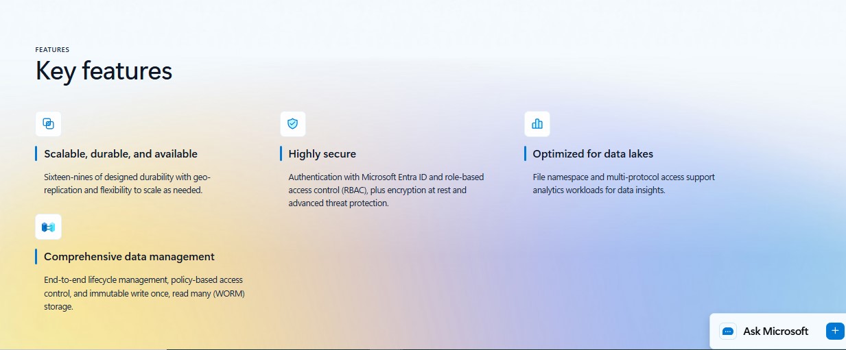 azure blob storage features