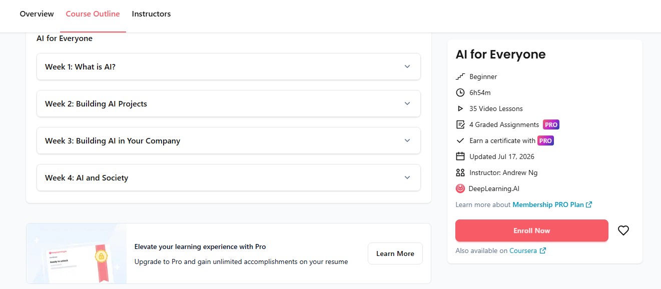 deeplearning.ai: AI for everyone