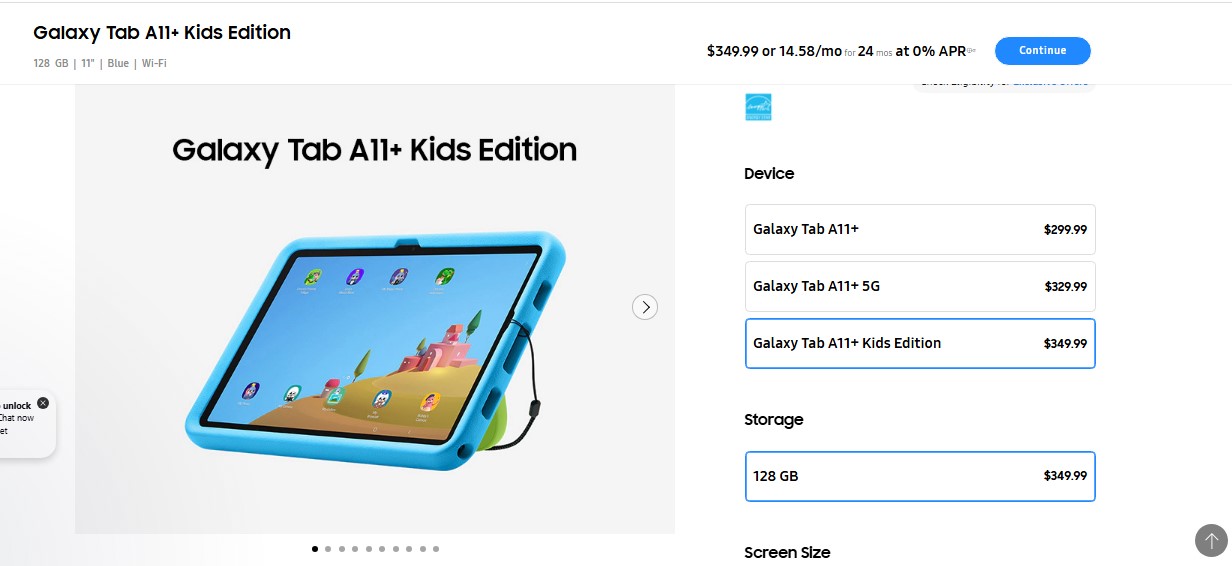 galaxy tab A11+ for kids