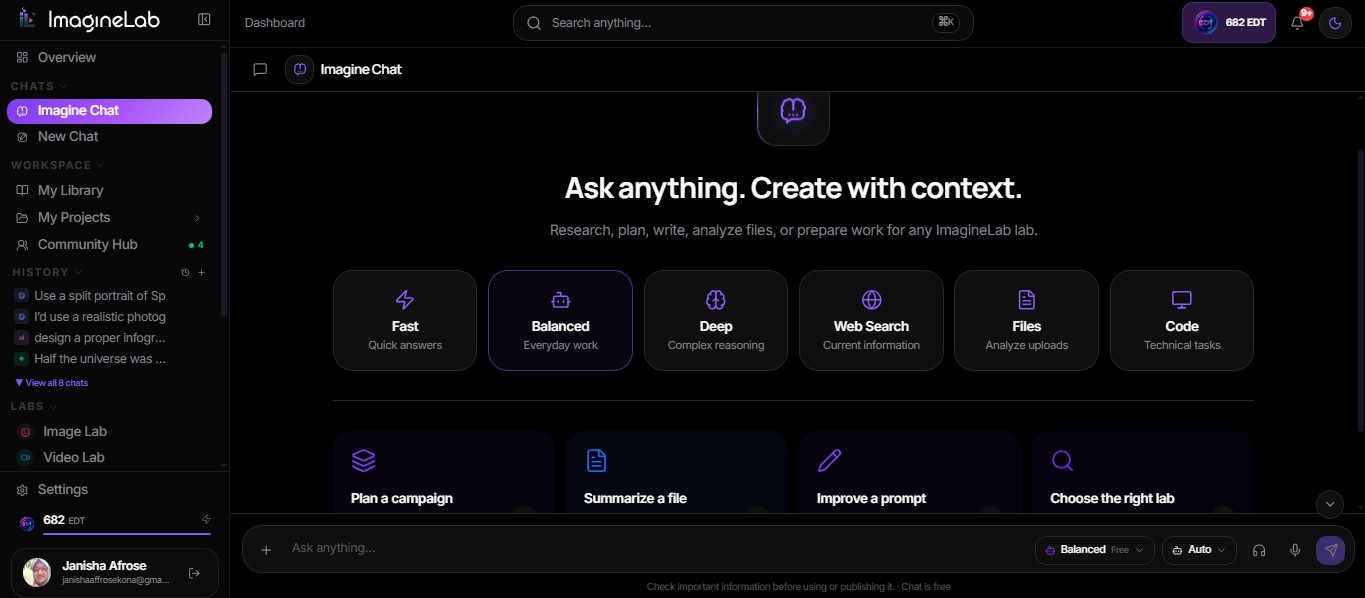 imaginelab art imagine chat interface