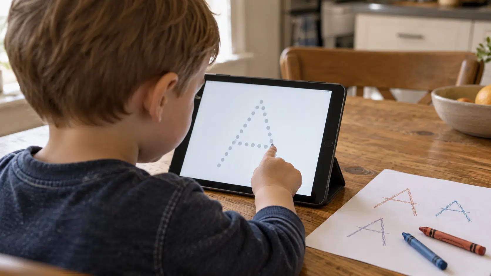 kids doing tracing practice