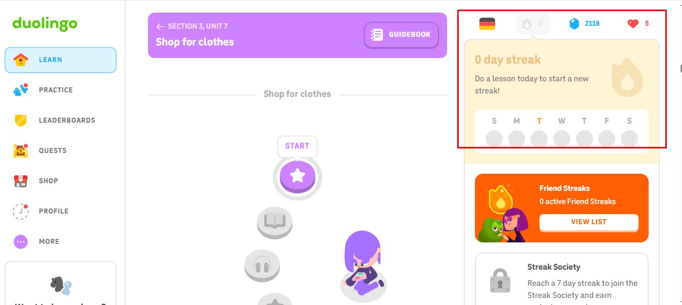 my german learning streak