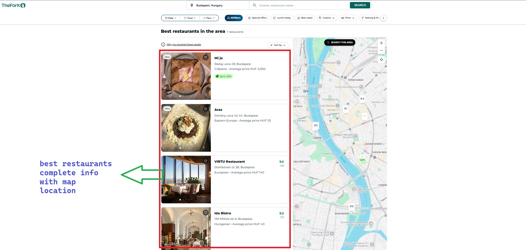 restaurants info from TheFork