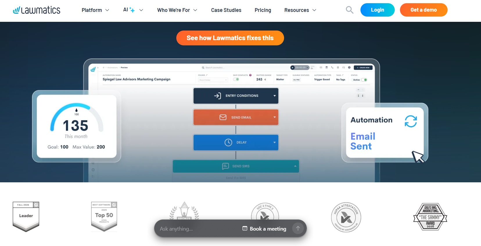 screenshot of lawmatics website