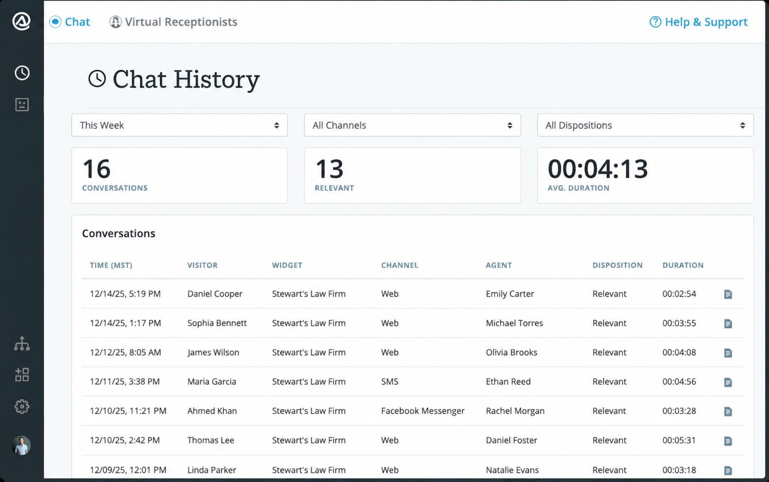 smith AI user chat history
